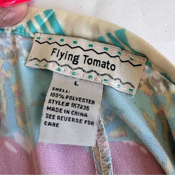 Flying Tomato High Low Wrap Skirt in Blue and Pink Large - Picture 4 of 6